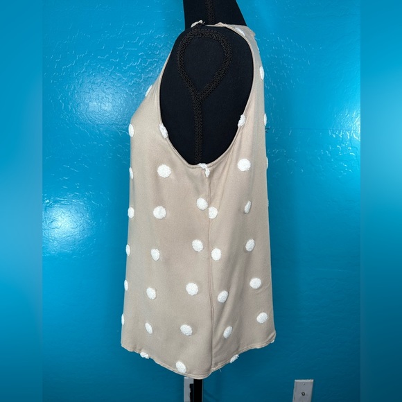 E&M Beige boho sleeveless top raised polka dots Sz M - Picture 3 of 9